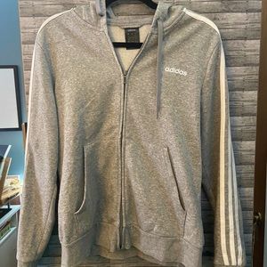 Adidas grey and white zip up hoodie